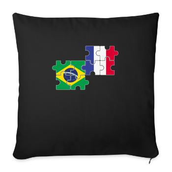 Brésil France Drapeau Brésil - Housse de coussin décorative 45 x 45 cm - noir - Devant
