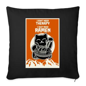 ramen cat noodles noodle soup - Sofa pillowcase 17,3'' x 17,3'' (45 x 45 cm) - black - Front