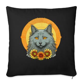 Cute Nebelung Sunflower Cat Breed Pet Kitten - Sofa pillowcase 17,3'' x 17,3'' (45 x 45 cm) - black - Front