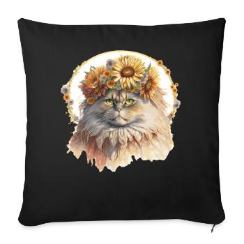 Cute Persian Sunflower Cat Breed Pet Kitten - Sofa pillowcase 17,3'' x 17,3'' (45 x 45 cm) - black - Front