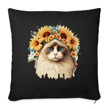 Cute Ragdoll Sunflower Cat Breed Pet Kitten - Sofa pillowcase 17,3'' x 17,3'' (45 x 45 cm) - black - Front