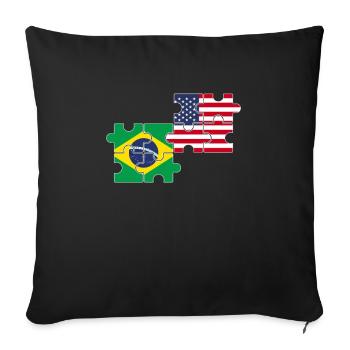 Brésil États-Unis Drapeau Brésil - Housse de coussin décorative 45 x 45 cm - noir - Devant