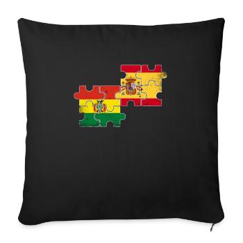 Bolivie Espagne Drapeau Bolivien - Housse de coussin décorative 45 x 45 cm - noir - Devant
