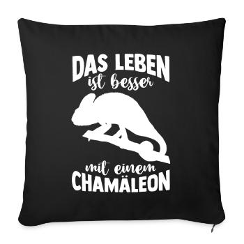 Terrarium Echsen Reptilien - Sofakissenbezug 45 x 45 cm - Schwarz - Vorne