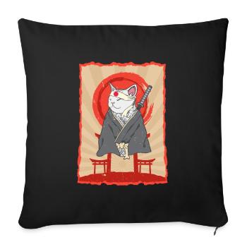 Samurai Japan Katze Torii Ninja Anime Katze - Sofakissenbezug 45 x 45 cm - Schwarz - Vorne