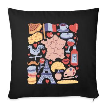 France, Paris, Europe, Tour Eiffel, Amour - Housse de coussin décorative 45 x 45 cm - noir - Devant
