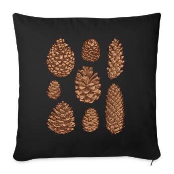 Cônes de pin Pommes de pin Cônes d’épinette Cônes - Housse de coussin décorative 45 x 45 cm - noir - Devant