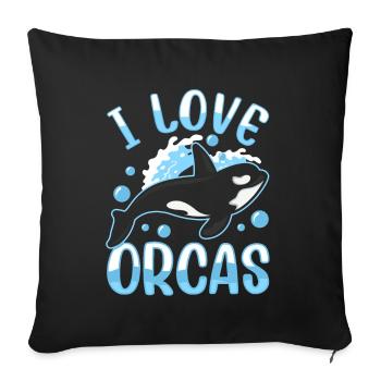 Ich Liebe Orcas Schützen Meer Orca Wal - Sofakissenbezug 45 x 45 cm - Schwarz - Vorne