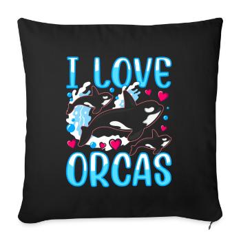 J’aime les orques mer protéger les orques baleines - Housse de coussin décorative 45 x 45 cm - noir - Devant