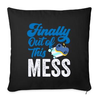 Enfin sorti du pétrin des pensions des retraités - Housse de coussin décorative 45 x 45 cm - noir - Devant