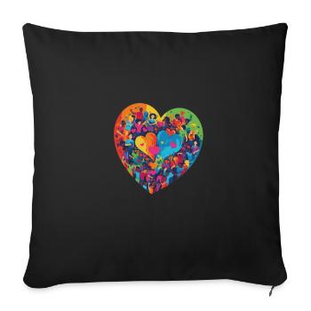 Regenbogenfahne Proud LGBTQ Liebe & Rechte - Sofakissenbezug 45 x 45 cm - Schwarz - Vorne