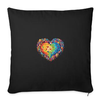 Regenbogenfarbe Herz LGBTQ Liebe & Rechte - Sofakissenbezug 45 x 45 cm - Schwarz - Vorne