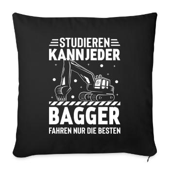 Bagger Baggerfahrer Baugeräte Baustelle - Sofakissenbezug 45 x 45 cm - Schwarz - Vorne