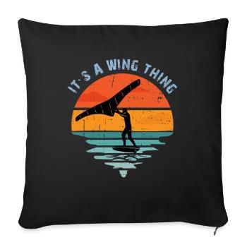 It s a Wing Thing Hydrofoil Wingfoil Wingfoiling - Sofa pillowcase 17,3'' x 17,3'' (45 x 45 cm) - black - Front