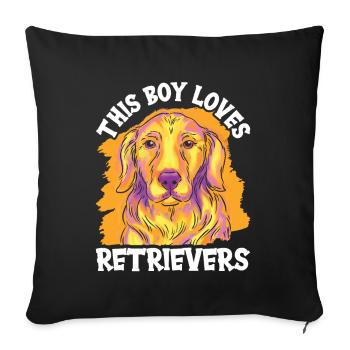 Ce garçon aime Retriever Retrievers Dog - Housse de coussin décorative 45 x 45 cm - noir - Devant