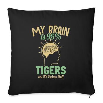 My Brain is 95% Tigers Big Cat Wildcat - Sofa pillowcase 17,3'' x 17,3'' (45 x 45 cm) - black - Front
