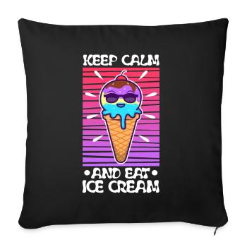 Restez calme et mangez de la crème glacée - Housse de coussin décorative 45 x 45 cm - noir - Devant