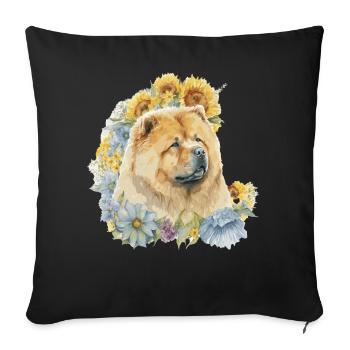 Cute Chow Chow Sunflower Dog Breed Pet Puppy - Sofa pillowcase 17,3'' x 17,3'' (45 x 45 cm) - black - Front