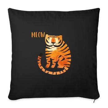 Meow Wildcat Big Cat King Tiger Siberian - Sofa pillowcase 17,3'' x 17,3'' (45 x 45 cm) - black - Front