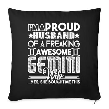 Gemini Proud Husband Of Awesome Gemini Wife - Sofa pillowcase 17,3'' x 17,3'' (45 x 45 cm) - black - Front