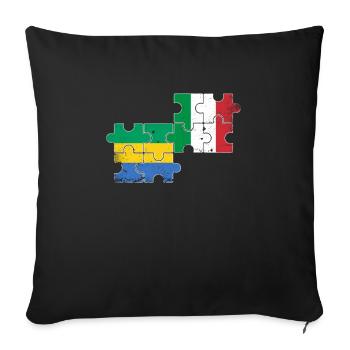 Gabon Italy Vintage Flag Italian Gabonese - Sofa pillowcase 17,3'' x 17,3'' (45 x 45 cm) - black - Front