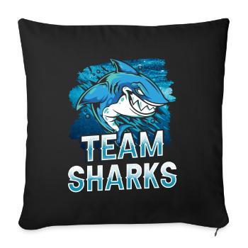 Team Sharks Shark Tooth Shark Shark Shark Diving - Sofa pillowcase 17,3'' x 17,3'' (45 x 45 cm) - black - Front