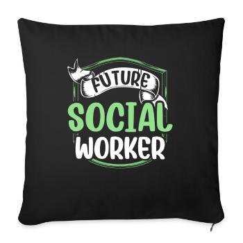 Futur travailleur social Profession de travailleur social - Housse de coussin décorative 45 x 45 cm - noir - Devant
