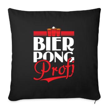 Bier Pong Profi - Bierpong Saufen Bier Pong - Sofakissenbezug 45 x 45 cm - Schwarz - Vorne