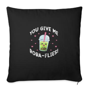 Bubble Tea Boba Tea Kawaii Cadeau - Housse de coussin décorative 45 x 45 cm - noir - Devant