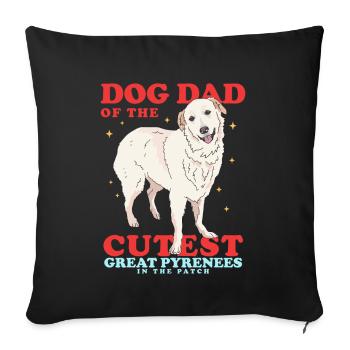 Papa chien de montagne des Pyrénées | Cadeau du propriétaire de chien - Housse de coussin décorative 45 x 45 cm - noir - Devant