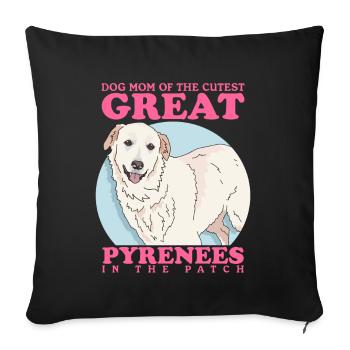 Chien de montagne des Pyrénées Maman Chien Propriétaire Cadeau - Housse de coussin décorative 45 x 45 cm - noir - Devant