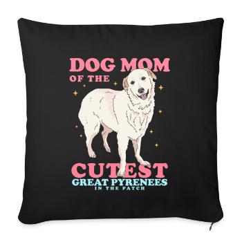 Chien de montagne des Pyrénées Maman Chien Propriétaire Cadeau - Housse de coussin décorative 45 x 45 cm - noir - Devant