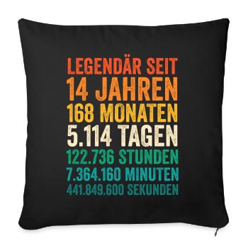 14 Jahre Vierzehnter Geburtstag - Sofakissenbezug 45 x 45 cm - Schwarz - Vorne