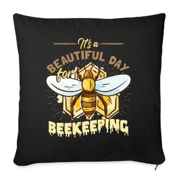 Apiculture Nid d’abeilles Ruche d’abeilles - Housse de coussin décorative 45 x 45 cm - noir - Devant