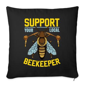 Soutenez votre apiculteur local - Housse de coussin décorative 45 x 45 cm - noir - Devant