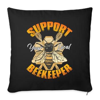 Soutenez votre apiculteur local - Housse de coussin décorative 45 x 45 cm - noir - Devant