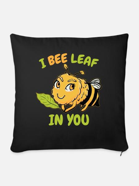 Ich Bienenblatt in dir - Sofakissenbezug 45 x 45 cm - Schwarz