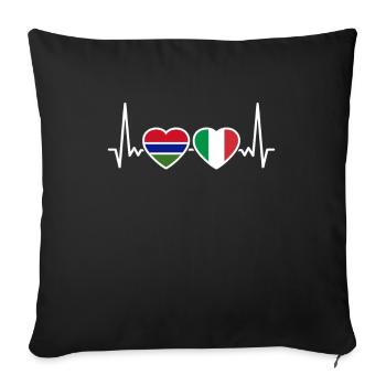 Gambia Italy heartbeat flag Gambian - Sofa pillowcase 17,3'' x 17,3'' (45 x 45 cm) - black - Front