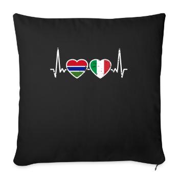 Gambia Italy Vintage Heartbeat Flag Gambier - Sofa pillowcase 17,3'' x 17,3'' (45 x 45 cm) - black - Front