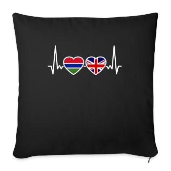 Gambia UK heartbeat flag British Gambian - Sofa pillowcase 17,3'' x 17,3'' (45 x 45 cm) - black - Front