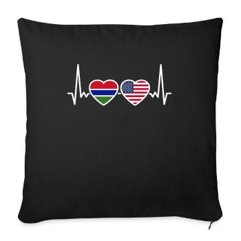 Gambia USA Heartbeat Flag American Gambian - Sofa pillowcase 17,3'' x 17,3'' (45 x 45 cm) - black - Front