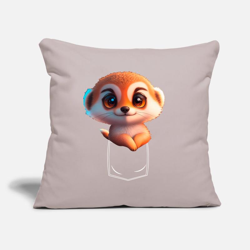 Verspieltes Erdmännchen in Brusttasche Sofakissenbezug 45 x 45 cm