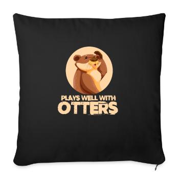 Loutre de mer Loutre Cadeau de loutre - Housse de coussin décorative 45 x 45 cm - noir - Devant