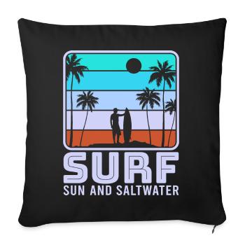 Surf, kitesurf, wakeboard, beach surfers - Housse de coussin décorative 45 x 45 cm - noir - Devant