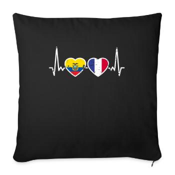 Equateur France Vintage Heartbeat Flag - Housse de coussin décorative 45 x 45 cm - noir - Devant
