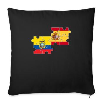 Equateur Espagne Drapeau Espagnols Équatoriens - Housse de coussin décorative 45 x 45 cm - noir - Devant