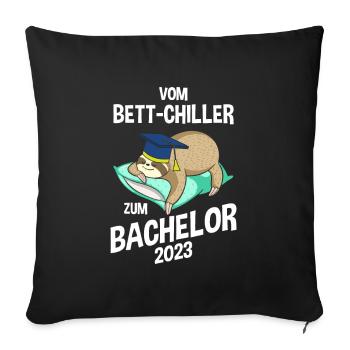 Vom Bettchiller zum Bachelor Faultier 2023 - Sofakissenbezug 45 x 45 cm - Schwarz - Vorne