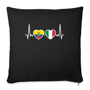Equateur Italie Heartbeat Flag Équatoriens - Housse de coussin décorative 45 x 45 cm - noir - Devant