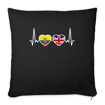 Équateur Royaume-Uni Heartbeat Flag Équatorien - Housse de coussin décorative 45 x 45 cm - noir - Devant
