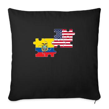 Equateur USA Drapeau américain Équatorien - Housse de coussin décorative 45 x 45 cm - noir - Devant